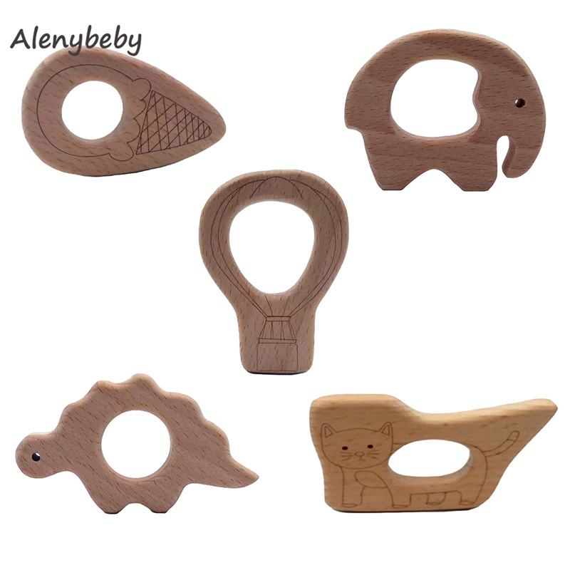 Baby Food Organic - Drewniany gryzak Cartoon DIY drewniany wisiorek
