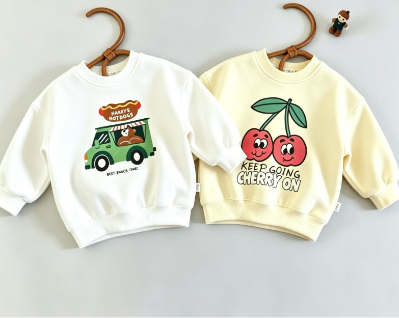 Baby Food Apple - Dziecięca bluza z okrągłym dekoltem, z